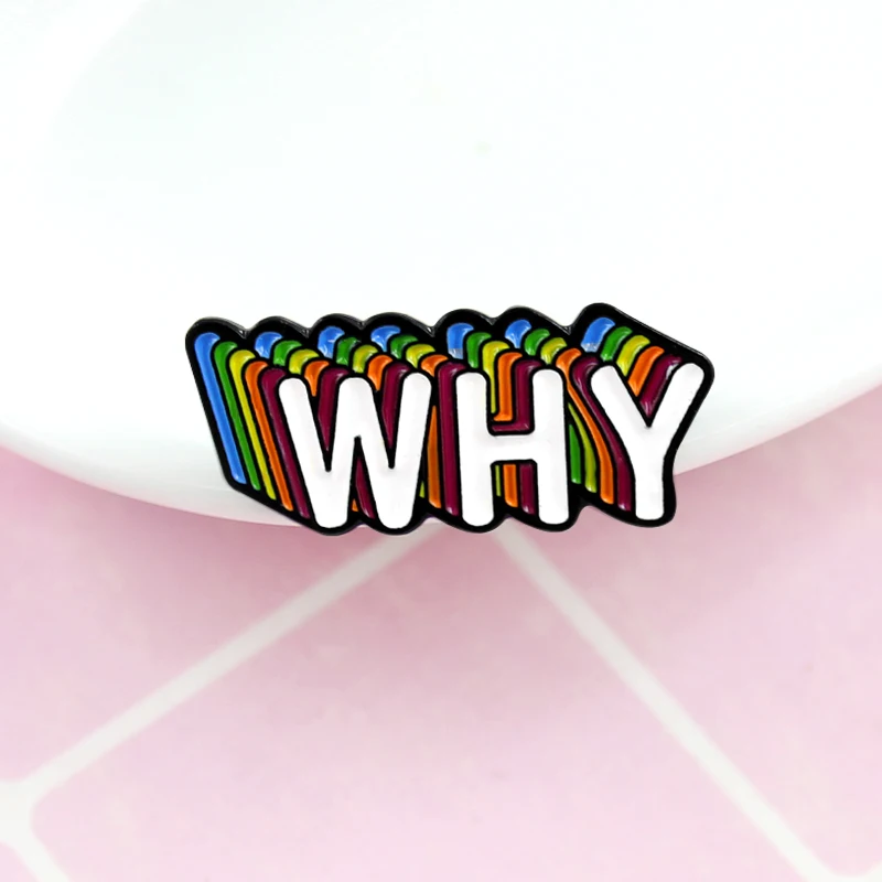 Модная английская надпись Why разноцветная буква искусственная перспектива