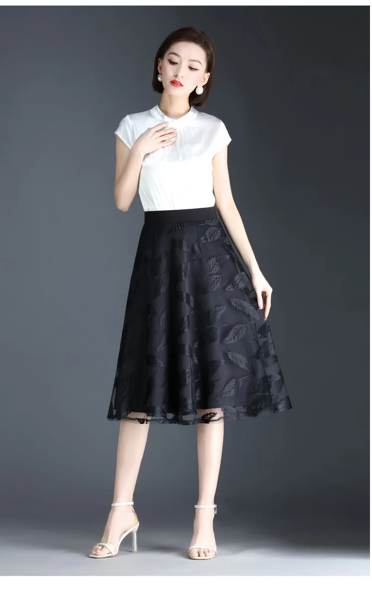Black Mesh Embroidery Skirt 2021 Summer Women Fashion High Waist Loose Casual Plus Size Knee-length A-line Elegant Woman Skirts
Black Mesh Embroidery Skirt 2021 Summer Women Fashion High Waist Loose Casual Plus Size Knee-length A-line Elegant Woman Skirts