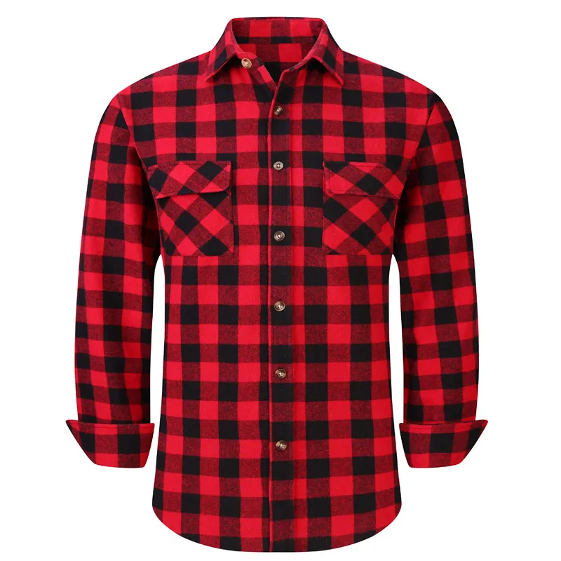 Heavy Flannel Plaid Long Sleeve Casual Shirt Red For Men Button Down Shirt 100% Cotton Outerwear Double Pocket Shirt Designer
Heavy Flannel Plaid Long Sleeve Casual Shirt Red For Men Button Down Shirt 100% Cotton Outerwear Double Pocket Shirt Designer