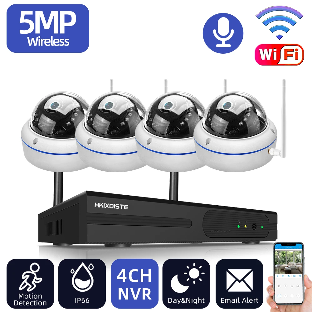 4CH CCTV Camera Security System Kit Wireless 5MP NVR Wifi Audio Dome Outdoor Weatherproof Wifi IP Camera Video Surveillance Kit
4CH CCTV Camera Security System Kit Wireless 5MP NVR Wifi Audio Dome Outdoor Weatherproof Wifi IP Camera Video Surveillance Kit