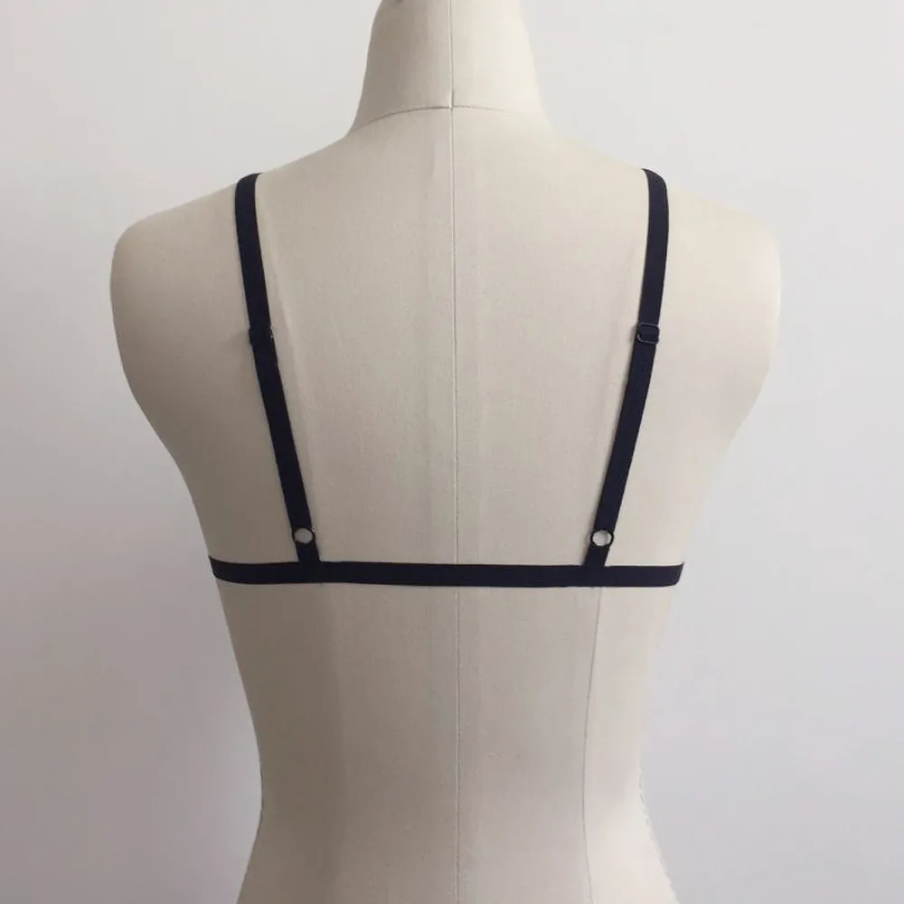 Womens Bra Elastic Cage Bra Strappy Hollow Out Bra Bustier Bondage Lingerie Handmade Cupless Body Belt Harness Goth Intimates
