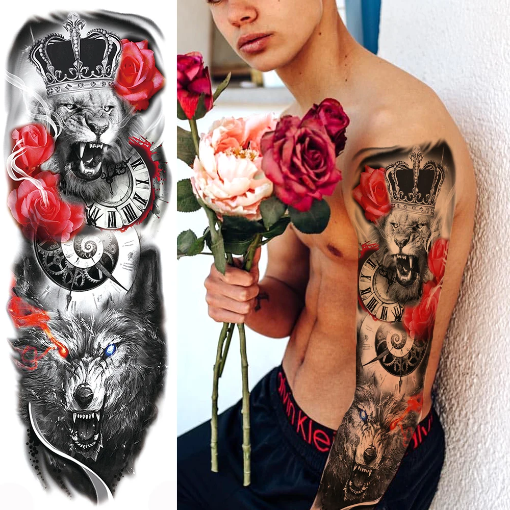 Flower Lion Temporary Shout Tiger Tattoos For Men Women Body Art Full Arm Sleeve Black Wolf Tatoos Washable Fake Tattoo stickers
Flower Lion Temporary Shout Tiger Tattoos For Men Women Body Art Full Arm Sleeve Black Wolf Tatoos Washable Fake Tattoo stickers