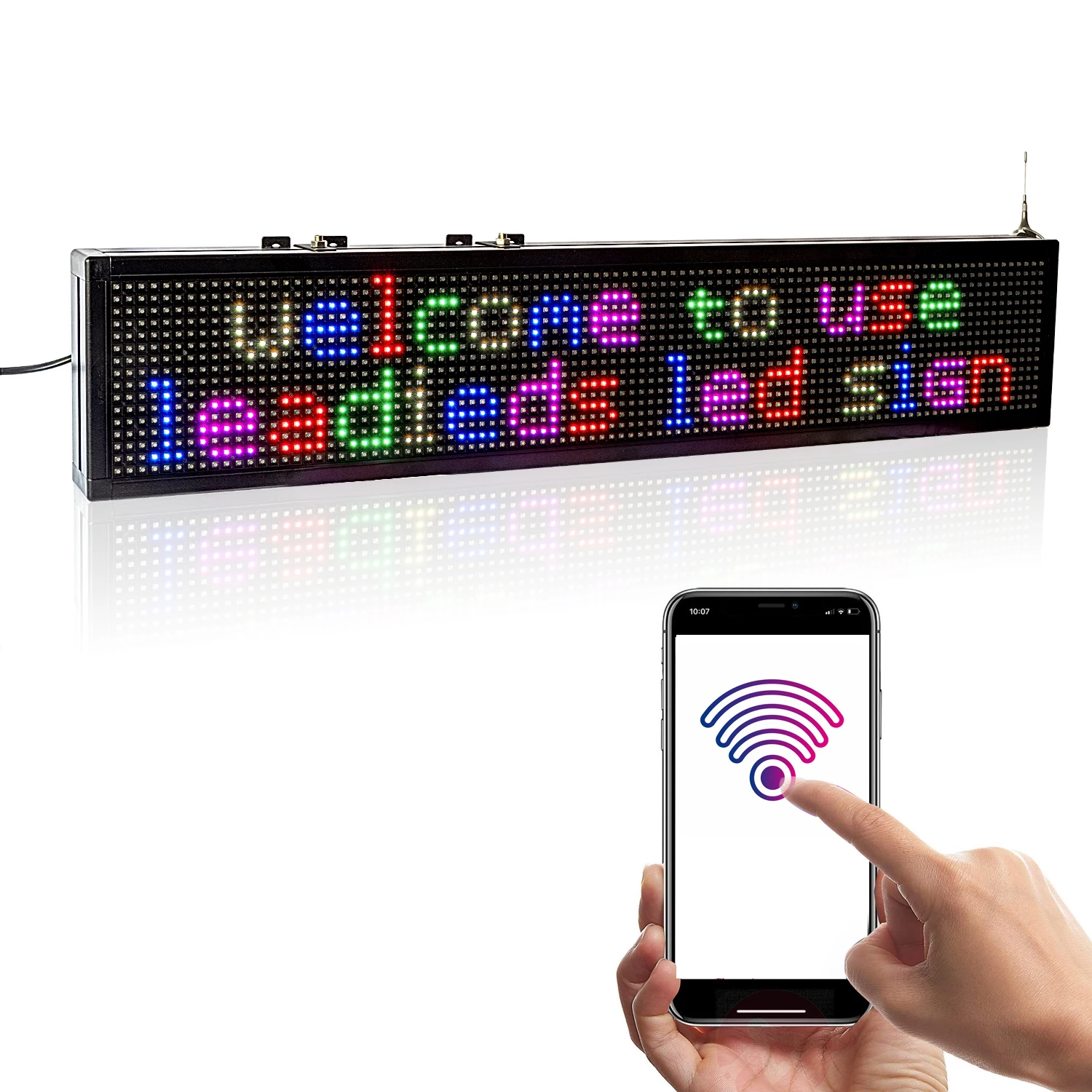 40x6inch RGB WiFi 7Colors SMD LED Ads Signs Storefront Message Board,Open Sign Programmable Scrolling Display for Coffee Bar 
40x6inch RGB WiFi 7Colors SMD LED Ads Signs Storefront Message Board,Open Sign Programmable Scrolling Display for Coffee Bar
