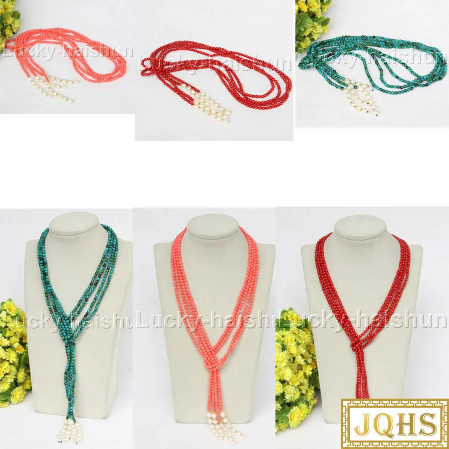 JQHS Long 52" 2pcs 4mm round green chrysocolla pink red coral white pearls necklace j11695-4
JQHS Long 52" 2pcs 4mm round green chrysocolla pink red coral white pearls necklace j11695-4