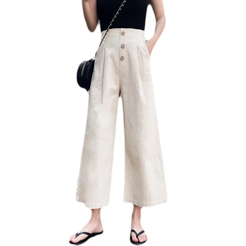Women Wide-Leg Pants Linen Pants Baggy Straight Trousers Cotton Linen Texture High Waist Casual Pants Cropped Wide Leg Pants 
Women Wide-Leg Pants Linen Pants Baggy Straight Trousers Cotton Linen Texture High Waist Casual Pants Cropped Wide Leg Pants