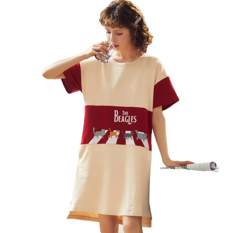 Night Skirt Spring Leisure Cotton Home Clothes Short Sleeve Nightgown Cartoon Ladies Sleepwear Pijamas Pyjama Fashion Women
Night Skirt Spring Leisure Cotton Home Clothes Short Sleeve Nightgown Cartoon Ladies Sleepwear Pijamas Pyjama Fashion Women