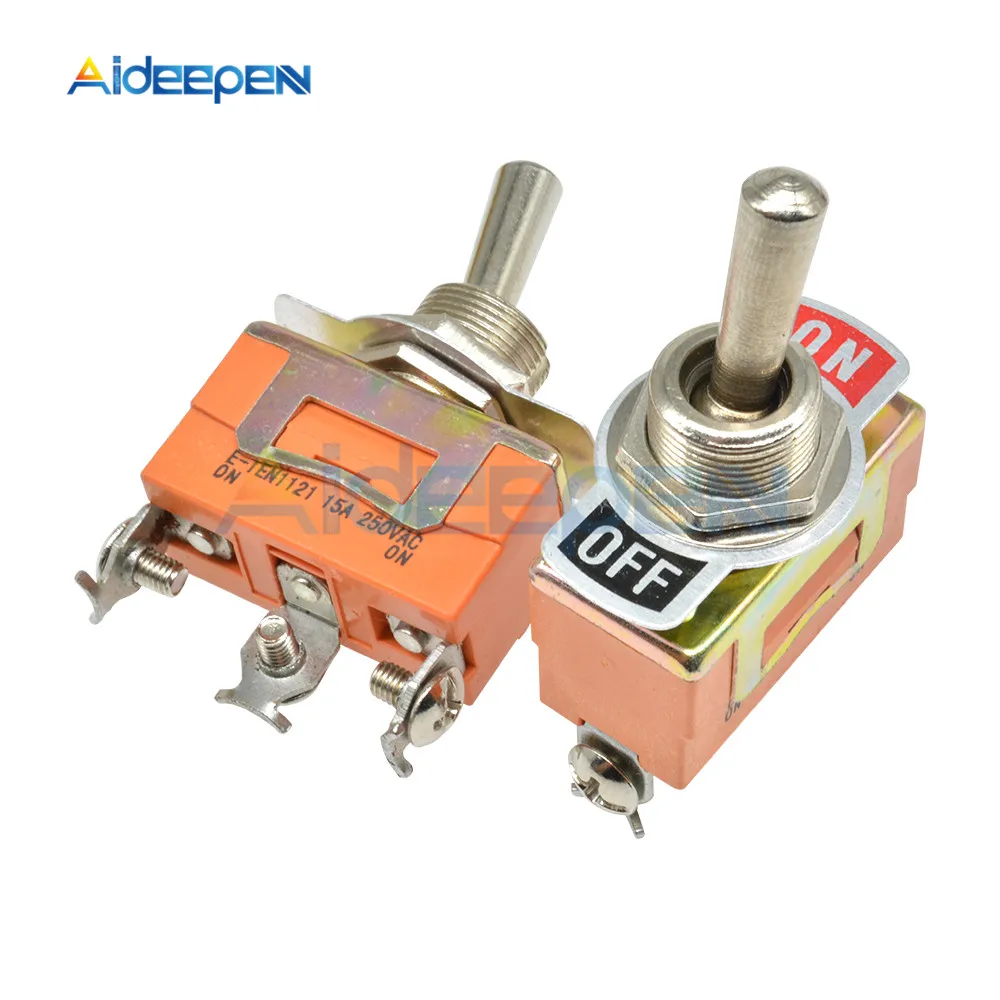 E-TEN1121 3 Pin 3 Terminal Toggle Switch ON-OFF 2 Positions 3 Pins 250V 15A AC Mini Toggle Switch Waterproof Cap
E-TEN1121 3 Pin 3 Terminal Toggle Switch ON-OFF 2 Positions 3 Pins 250V 15A AC Mini Toggle Switch Waterproof Cap