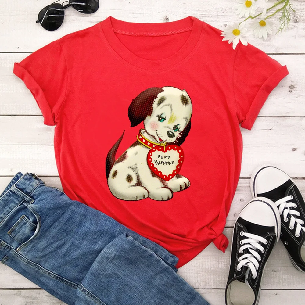 Женская футболка с коротким рукавом и щенком TX8950 
Женская футболка с коротким рукавом и щенком TX8950