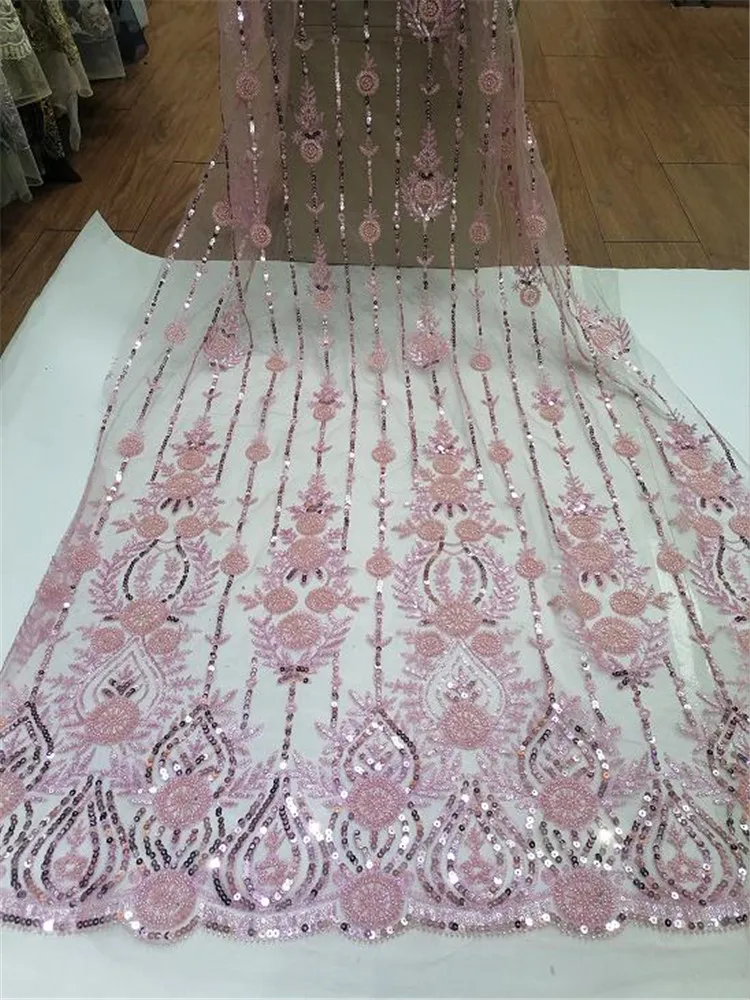 Pink beads dress design Embroidery fabric African lace French mesh yarn embroidery lace for evening dresses for party dress
Pink beads dress design Embroidery fabric African lace French mesh yarn embroidery lace for evening dresses for party dress