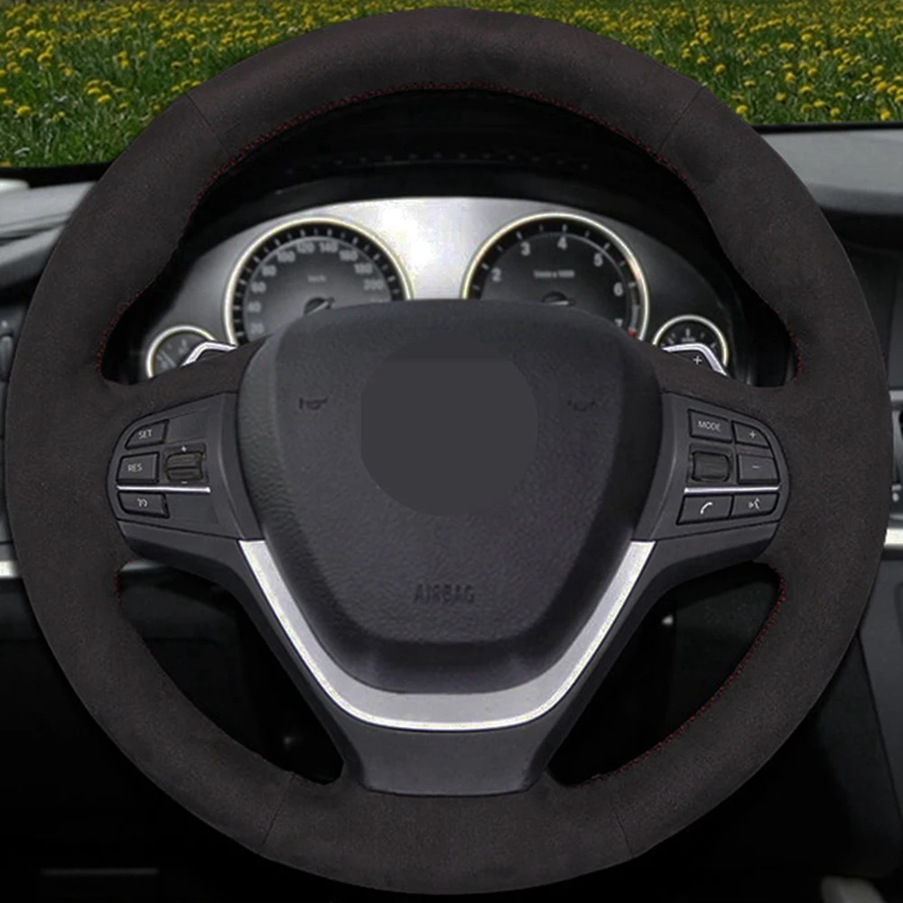 

Car Steering Wheel Cover DIY Black Hand-stitched Suede For BMW F20 2012-2018 F45 2014-2018 F30 F31 F34 2013-2017 F32 F33 F36
