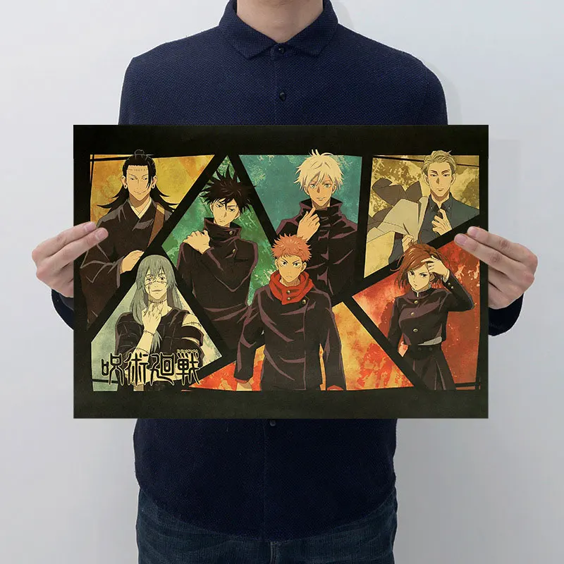 

Anime Jujutsu Kaisen Fushiguro Megumi Cartoon Character Collection Retro Kraft Paper Poster Decor Painting Wall Stickers 51*35cm
