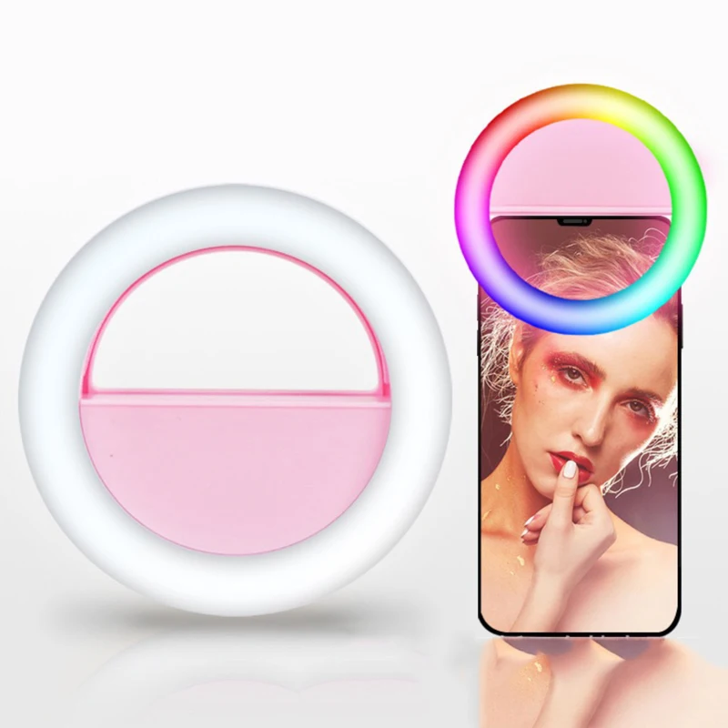 Selfie Ring Light LED Beauty Fill Light RGB LED Live Lamp Pink Portable Flashing Clip Light USB Mini Hollow Phone Studio Light
Selfie Ring Light LED Beauty Fill Light RGB LED Live Lamp Pink Portable Flashing Clip Light USB Mini Hollow Phone Studio Light