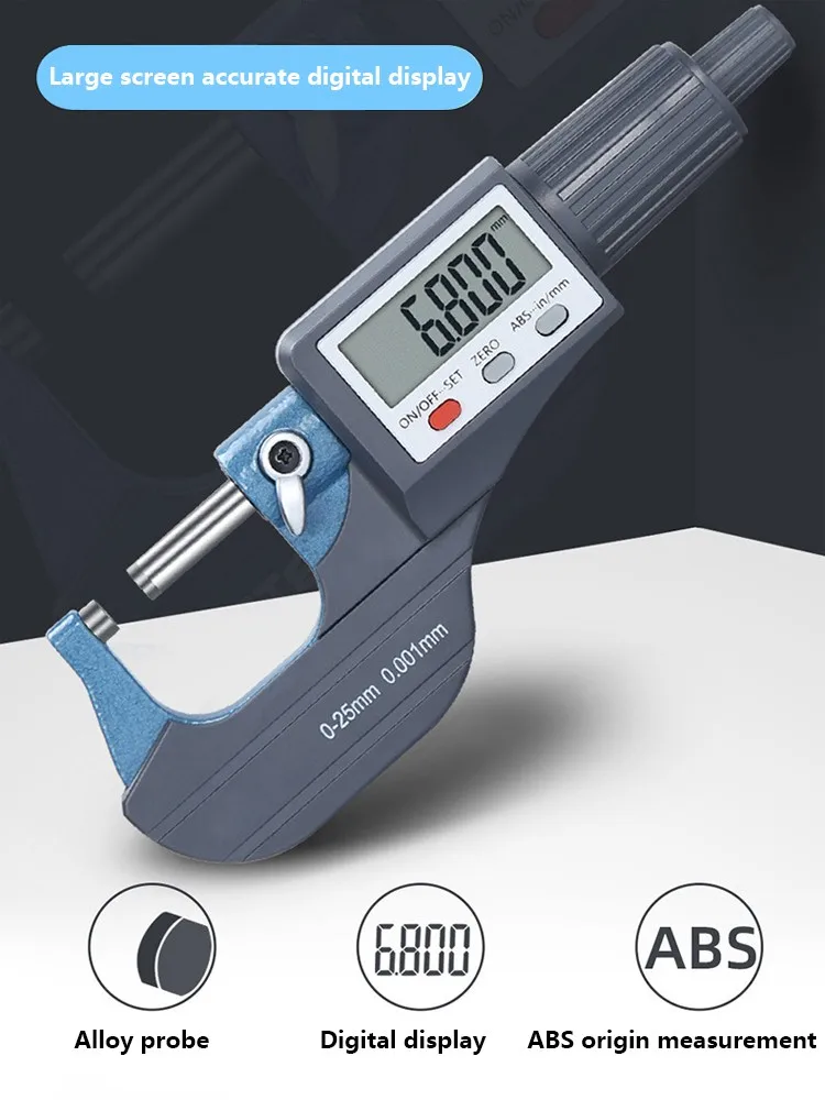0.001mm Digital Outsid Micrometer 0-25mm With Extra Large LCD Screen Digital Micrometer Electronic Digital Caliper Gauge
0.001mm Digital Outsid Micrometer 0-25mm With Extra Large LCD Screen Digital Micrometer Electronic Digital Caliper Gauge