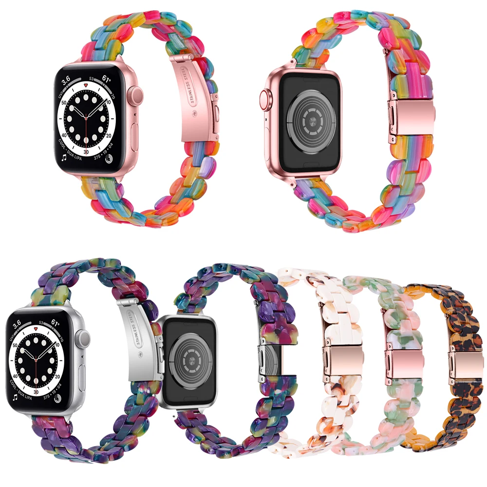 Fashion Resin Band for Apple Watch Series 7 6 5 4 3 2SE 38MM 42 41MM Folding Clasp Watch Strap for iWatch Bracelet 40 44 45MM
Fashion Resin Band for Apple Watch Series 7 6 5 4 3 2SE 38MM 42 41MM Folding Clasp Watch Strap for iWatch Bracelet 40 44 45MM