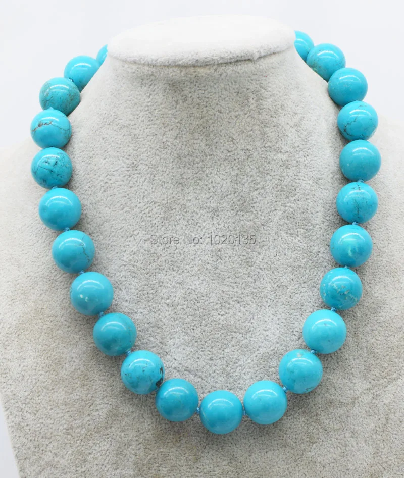 

green howlite turquoise round 16mm necklace wholesale beads nature 18inch gift discount FPPJ for xmas gift