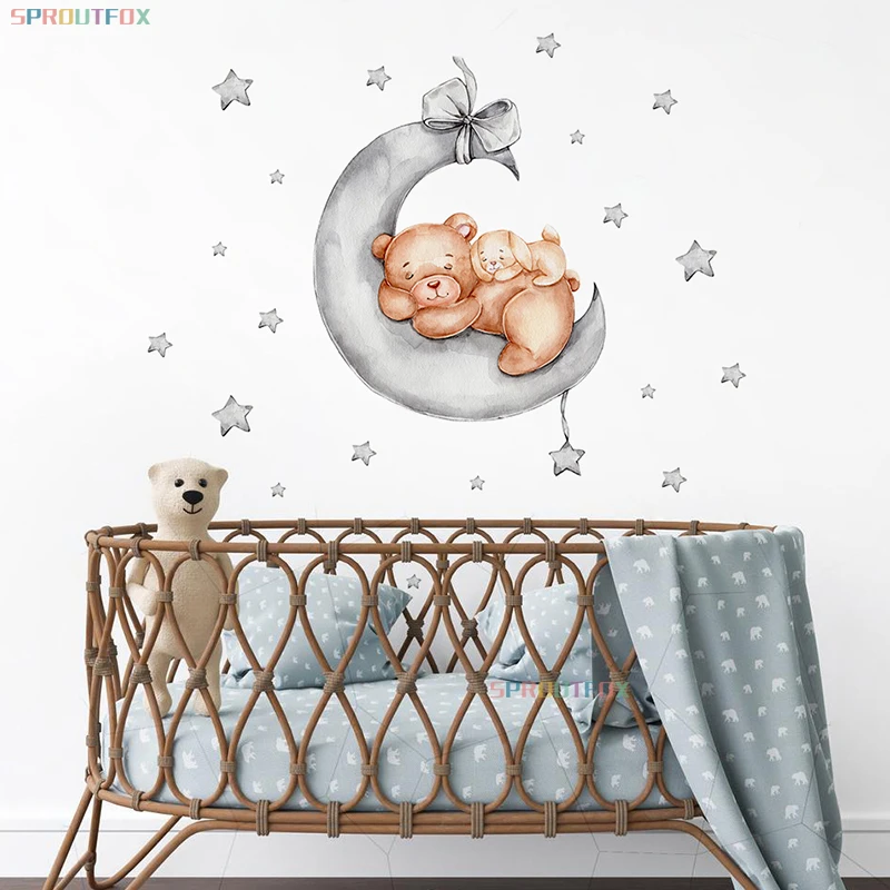 Animal Wall Stickers For Children's Room Wallpaper Bear Moon Decorative Sticker Children Wall Stickers Child For Kids Rooms PVC
Animal Wall Stickers For Children's Room Wallpaper Bear Moon Decorative Sticker Children Wall Stickers Child For Kids Rooms PVC