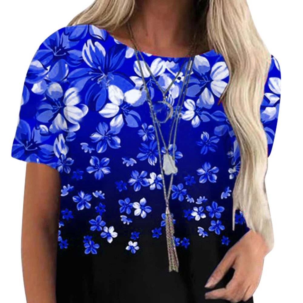 Short Sleeve Ladies T-Shirt Tshirt Floral Printed Women Top Blouses Summer Round Neck Fashion Casual Straight Blouses D30
Short Sleeve Ladies T-Shirt Tshirt Floral Printed Women Top Blouses Summer Round Neck Fashion Casual Straight Blouses D30