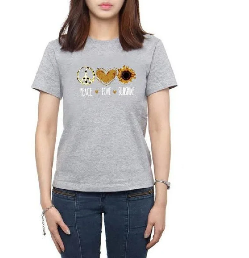 Peace Love Sunshine Print T Shirt Women Short Sleeve O Neck Loose Tshirt 2020 Summer Fashion Women Tee Shirt Tops Mujer
Peace Love Sunshine Print T Shirt Women Short Sleeve O Neck Loose Tshirt 2020 Summer Fashion Women Tee Shirt Tops Mujer