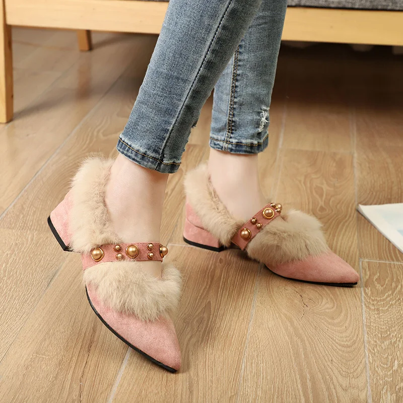 New Rivet Pointed Toe Pumps Women Shoes Loafers Slip on Block Med Heels Shoes Woman Warm Plush Comfortable Sexy Ladies Shoes
New Rivet Pointed Toe Pumps Women Shoes Loafers Slip on Block Med Heels Shoes Woman Warm Plush Comfortable Sexy Ladies Shoes