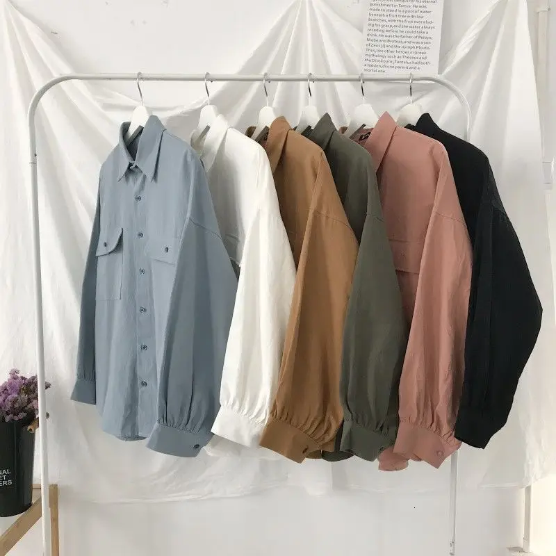 Spring Cotton Shirt Men's Fashion Solid Color Casual Shirt Men Streetwear Korean Loose Long-sleeved Shirts Mens Dress Shirt 
Spring Cotton Shirt Men's Fashion Solid Color Casual Shirt Men Streetwear Korean Loose Long-sleeved Shirts Mens Dress Shirt