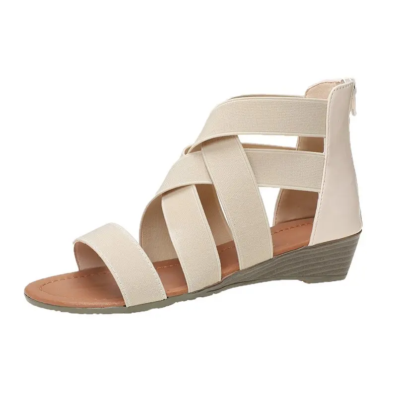 Women Sandals Cross Elastic Strap Summer Ladies Rome Shoes Back Zipper Fashion Open Toe Low Heel Sandal For Girls Big Size Retro
Women Sandals Cross Elastic Strap Summer Ladies Rome Shoes Back Zipper Fashion Open Toe Low Heel Sandal For Girls Big Size Retro