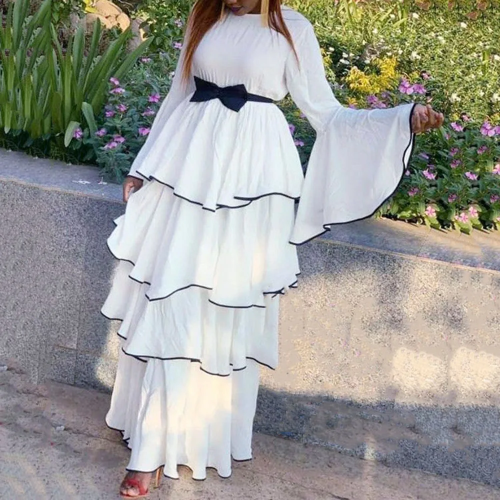 2021 Womens New Dress Fashion Temperament Commute Solid Color Black White Color Contrast Ruffle Flared Sleeves Round Neck
2021 Womens New Dress Fashion Temperament Commute Solid Color Black White Color Contrast Ruffle Flared Sleeves Round Neck