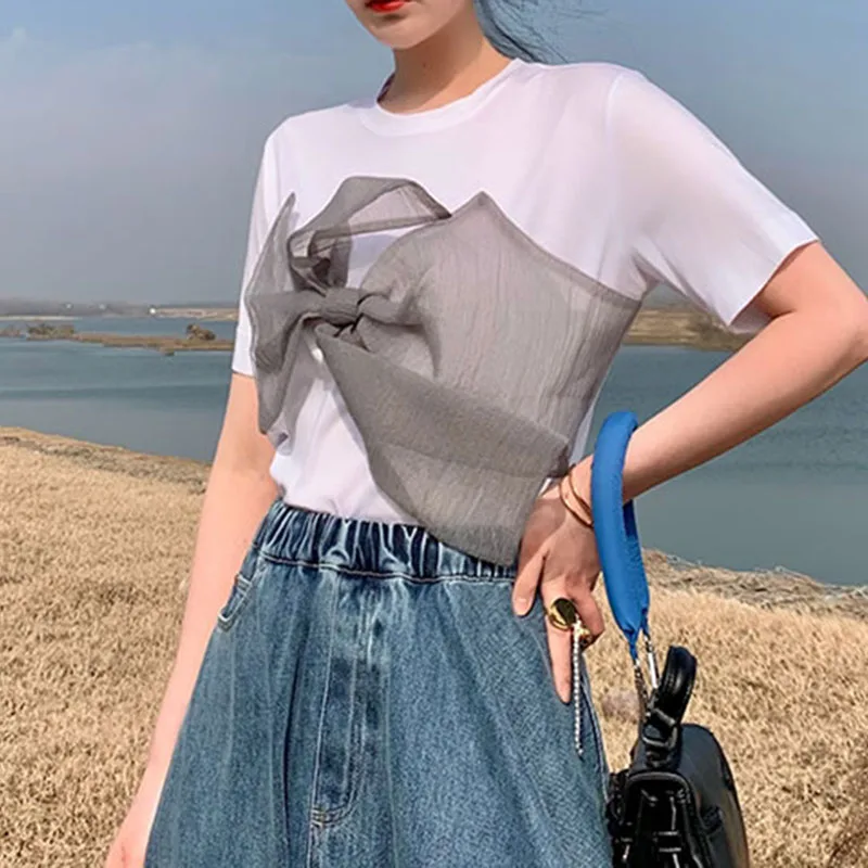 XITAO Bow Mesh T Shirt Fashion New Pullover Solid Color Patchwork Small Fresh Casual Minority Elegant Style Tee Top WLD6096
XITAO Bow Mesh T Shirt Fashion New Pullover Solid Color Patchwork Small Fresh Casual Minority Elegant Style Tee Top WLD6096