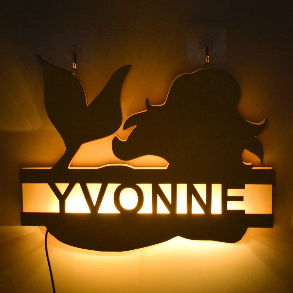 Custom Engraved Name Cartoon Mermaid Nightlight Personalized Wood LED Night Light For Children's Bedroom Wall Lamp
Custom Engraved Name Cartoon Mermaid Nightlight Personalized Wood LED Night Light For Children's Bedroom Wall Lamp