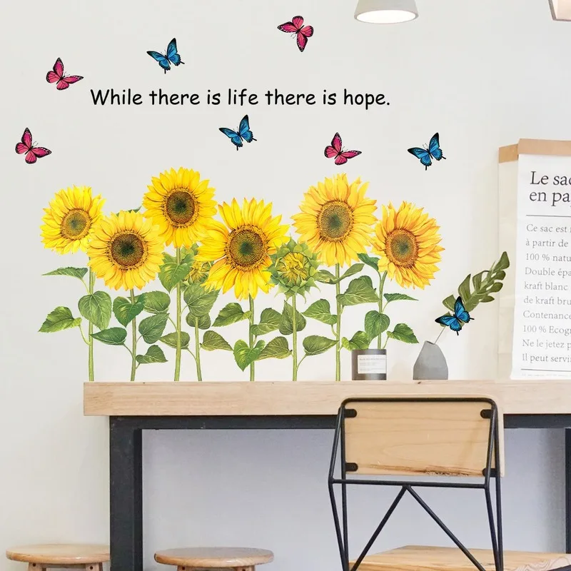 Fresh Sunflowers Wall Stickers Green Leaves for Living Room Kids Room Bedroom Wall Decal Home Decoration Art Murals Wallpaper
Fresh Sunflowers Wall Stickers Green Leaves for Living Room Kids Room Bedroom Wall Decal Home Decoration Art Murals Wallpaper