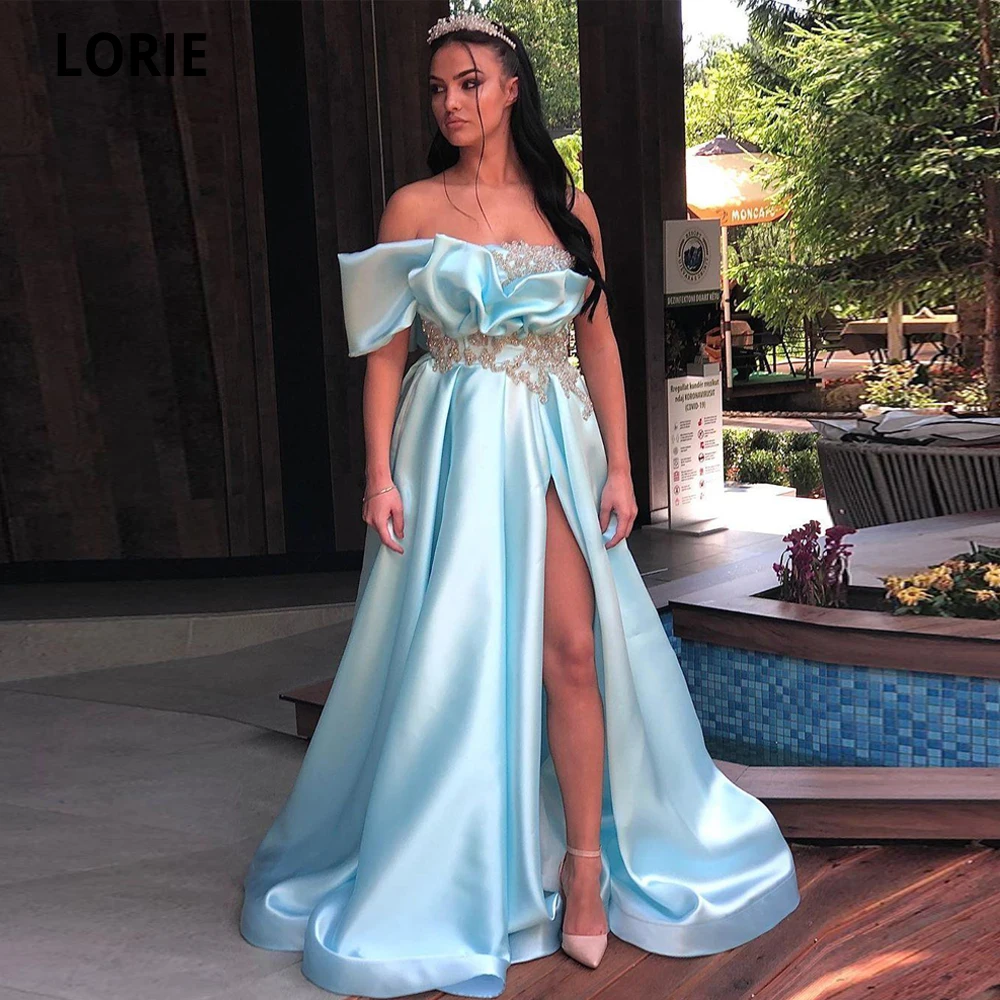 LORIE Sky Blue Evening Dresses Satin One Shoulder Lace Beaded Crystals Second Reception Formal Prom Party Gowns with Slit 2020
LORIE Sky Blue Evening Dresses Satin One Shoulder Lace Beaded Crystals Second Reception Formal Prom Party Gowns with Slit 2020