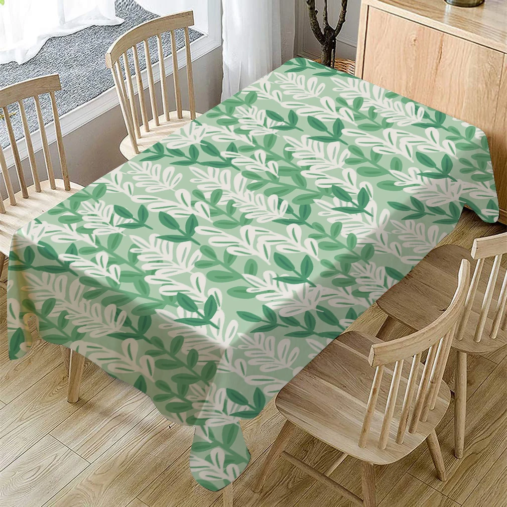 

Green Plant Table Cloth Dustproof Linen Thicken Pastoral Floral Tablecloth Kitchen Wedding Leaves Flower Dining Table Cover Home