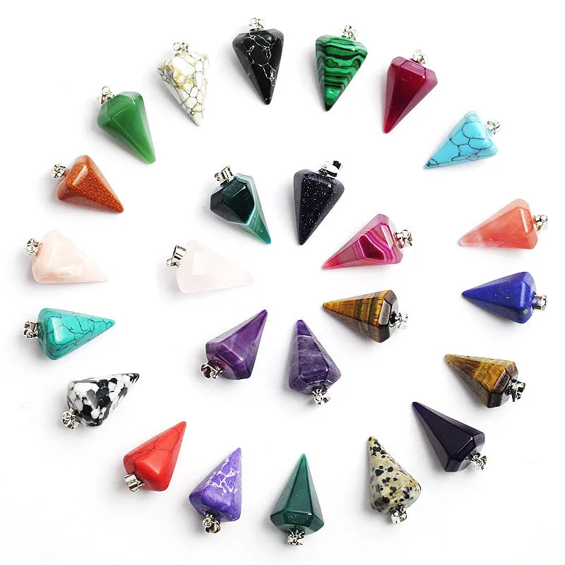 Fashion Conical Pendulum Natural Stone Taper Pendulums Silver Color Chain Crystal Pendants For Dowsing Reiki Jewelry
Fashion Conical Pendulum Natural Stone Taper Pendulums Silver Color Chain Crystal Pendants For Dowsing Reiki Jewelry