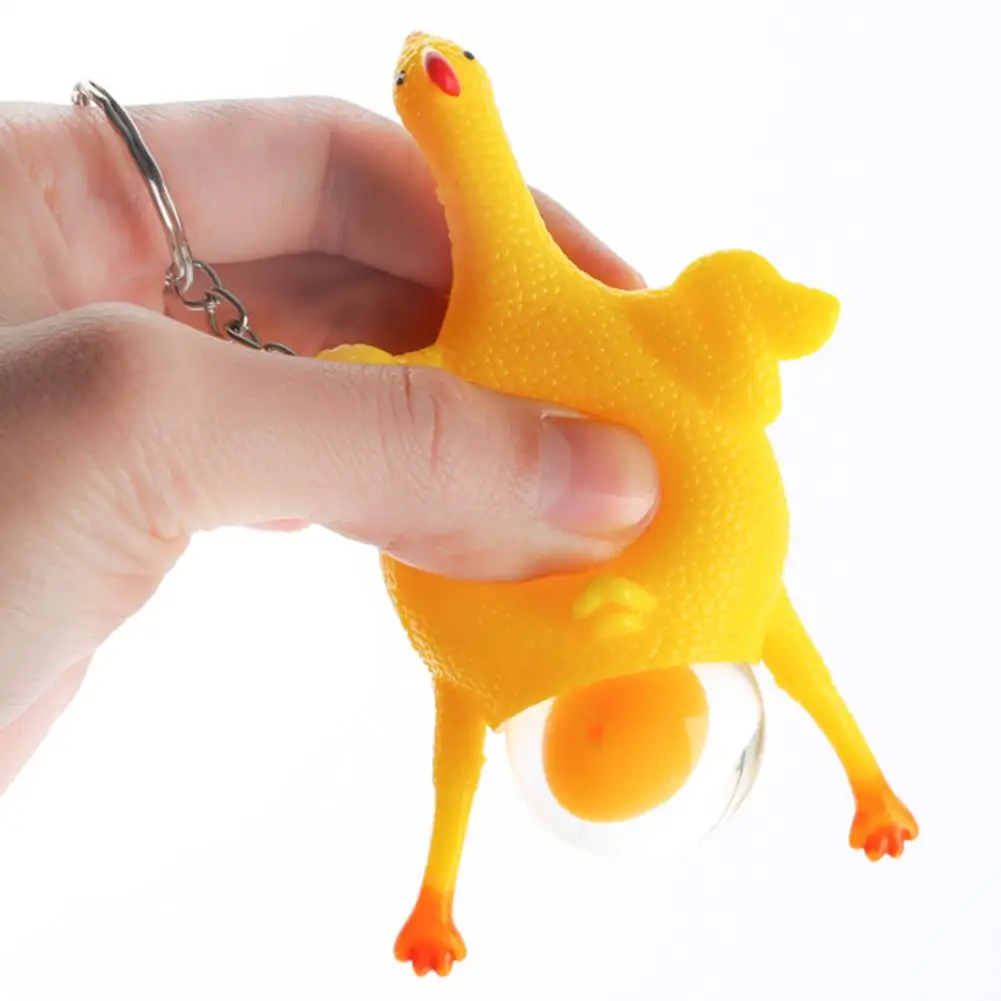 

Creative Funny Venting Chicken Keychain Toys Squeezing Eggs Spoofing Eggs Decompression Wholesale Funny Toys For Kids