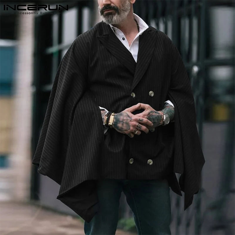 Men Striped Cloak Coats Lapel Loose Double Breasted 2022 Fashion Ponchos Men Streetwear Casual Irregular Trench S-5XL INCERUN
Men Striped Cloak Coats Lapel Loose Double Breasted 2022 Fashion Ponchos Men Streetwear Casual Irregular Trench S-5XL INCERUN