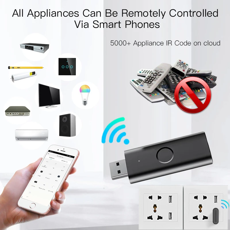 Универсальный пульт дистанционного управления Smart Life Tuya, Wi-Fi RF + IR, USB-контроллер в форме умного пульта, работает с Alexa Google Home
Универсальный пульт дистанционного управления Smart Life Tuya, Wi-Fi RF + IR, USB-контроллер в форме умного пульта, работает с Alexa Google Home