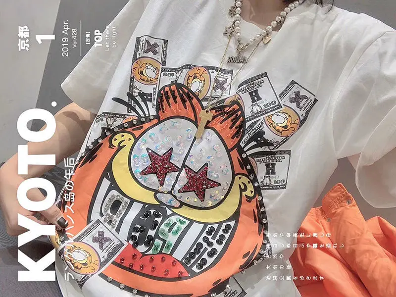 Women Oversize Sequined Top Short Sleeve Bling Shiny Top Lady sparkling Hot drilling T Shirt Chic Ins Cartoon Women Loose Casual
Women Oversize Sequined Top Short Sleeve Bling Shiny Top Lady sparkling Hot drilling T Shirt Chic Ins Cartoon Women Loose Casual