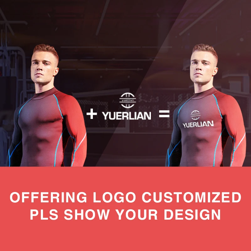 Yuerlian 2019 Clearance gym tshirt for men Logo Custom Tights Fitness male rashgard sport shirt man Compression | Спорт и