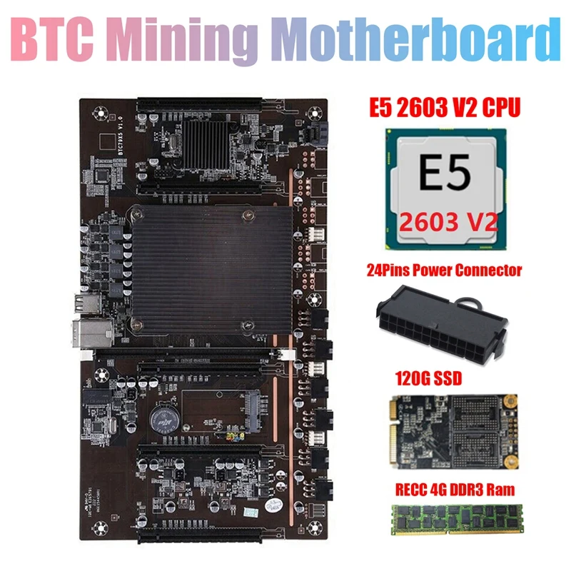 Материнская плата X79 H61 BTC Miner с ЦП E5 2603 V2 + RECC 4G DDR3 ОЗУ + 120G SSD + 24-контактный разъем, Поддержка графического процессора 3060 3070 3080
Материнская плата X79 H61 BTC Miner с ЦП E5 2603 V2 + RECC 4G DDR3 ОЗУ + 120G SSD + 24-контактный разъем, Поддержка графического процессора 3060 3070 3080