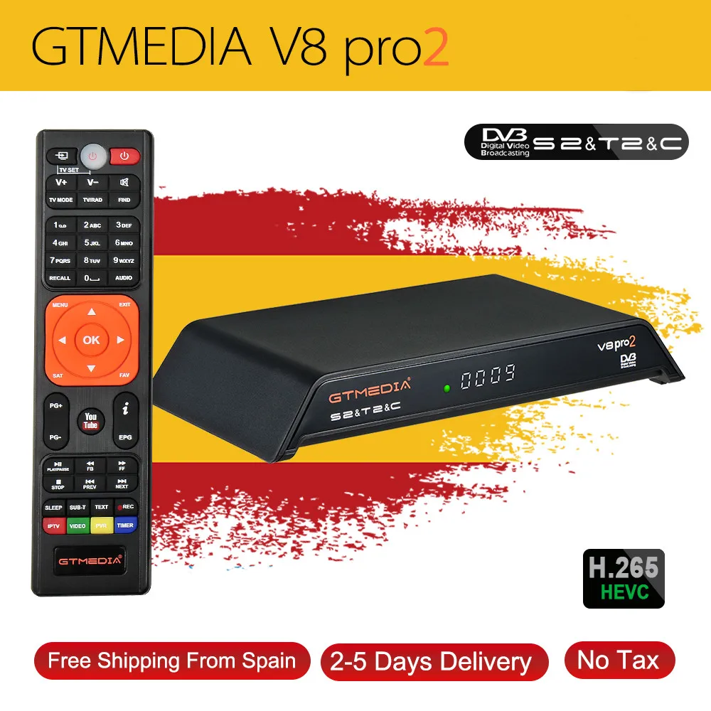 

GTmedia V8 Pro2 DVB-S/S2/S2X/T/T2 Satellite TV Receiver Support H.265 Youtube Youporn Built-in 2.4G WIFI PowerVu DRE Biss key