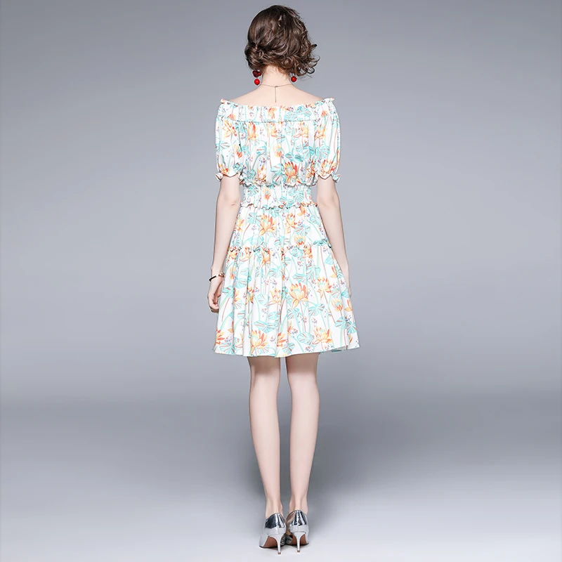 2021 New Summer Women Sexy Slash Neck Off Shoulder Short Sleeve Elastic Slim Mini Dress Sweet Flowers Print Vacation Dress
2021 New Summer Women Sexy Slash Neck Off Shoulder Short Sleeve Elastic Slim Mini Dress Sweet Flowers Print Vacation Dress