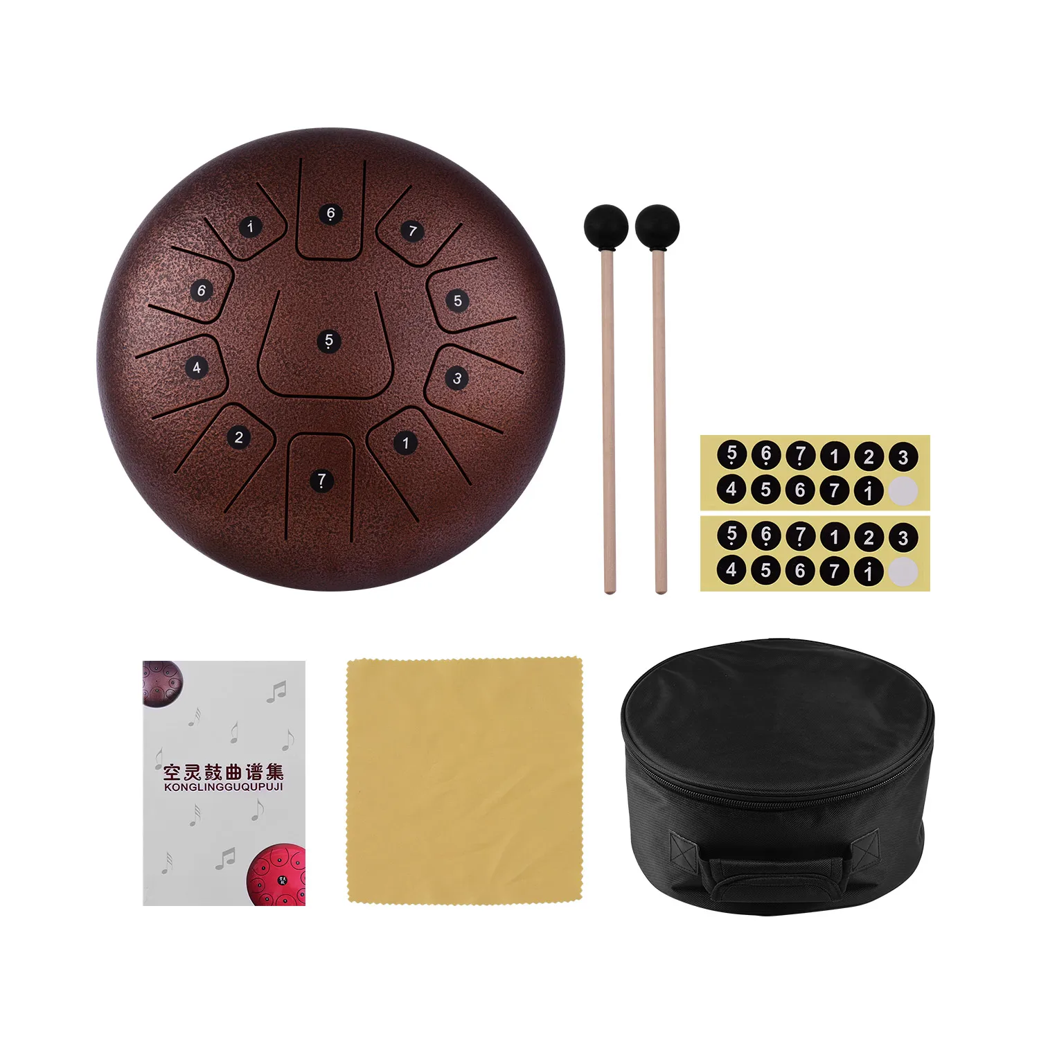 12 Inch 11-Tone Steel Tongue Drum Tank Drum Percussion Hand Pan Drum with Drum Mallets Carry Bag Music Book Stickers
12 Inch 11-Tone Steel Tongue Drum Tank Drum Percussion Hand Pan Drum with Drum Mallets Carry Bag Music Book Stickers