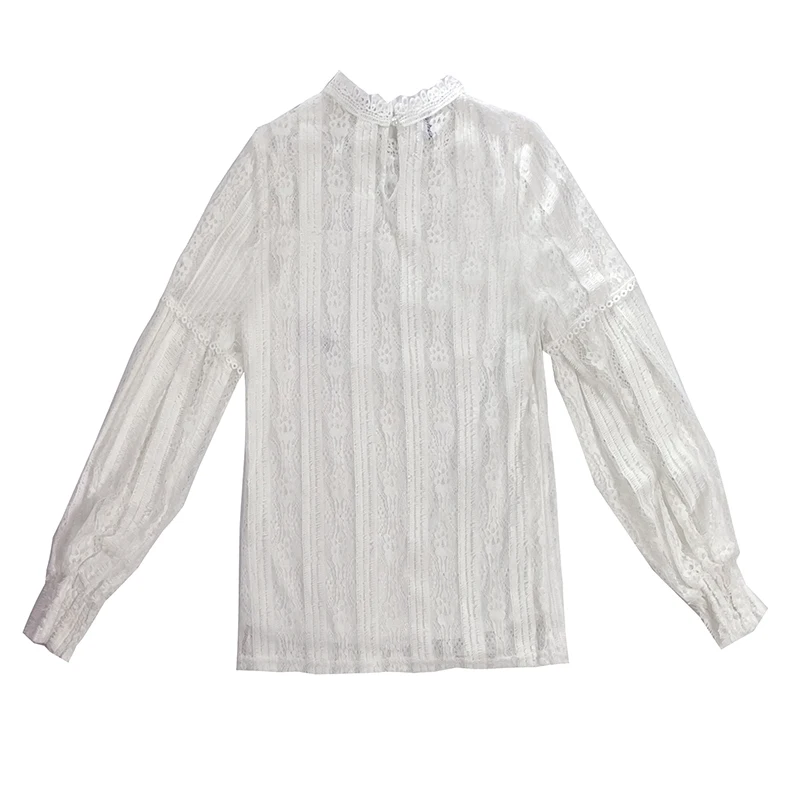 COIGARSAM Lace blouse women Spring Turtleneck blusas womens tops and blouses White 5272
COIGARSAM Lace blouse women Spring Turtleneck blusas womens tops and blouses White 5272