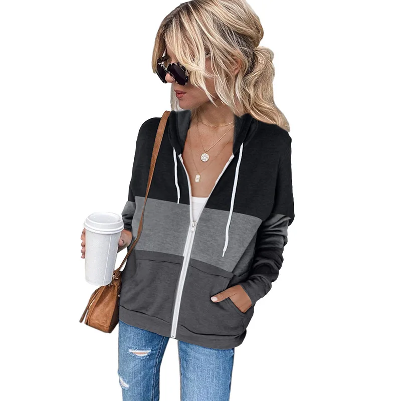 Autumn/winter European and American women's new style casual long-sleeved contrast color loose hooded women
Autumn/winter European and American women's new style casual long-sleeved contrast color loose hooded women
