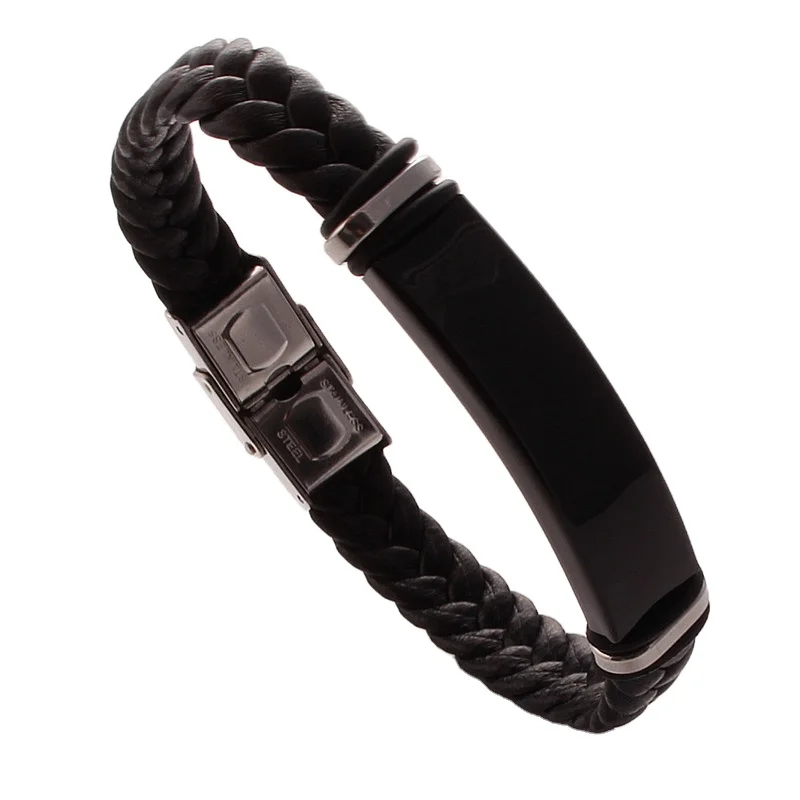 Hobbyworker Simple Personalized Customized Black Braid Leather Cord Bracelets For Mens Jewelry XQ07327 
Hobbyworker Simple Personalized Customized Black Braid Leather Cord Bracelets For Mens Jewelry XQ07327