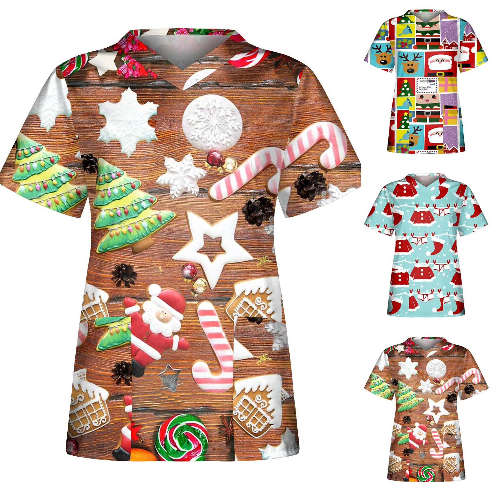 Chriatmas Snow Printing Nurse Uniform Tops Women V-Neck Workout Pokets Nurse Uniforms Short Sleeve Blouse Pullovers Tops Nursing
Chriatmas Snow Printing Nurse Uniform Tops Women V-Neck Workout Pokets Nurse Uniforms Short Sleeve Blouse Pullovers Tops Nursing