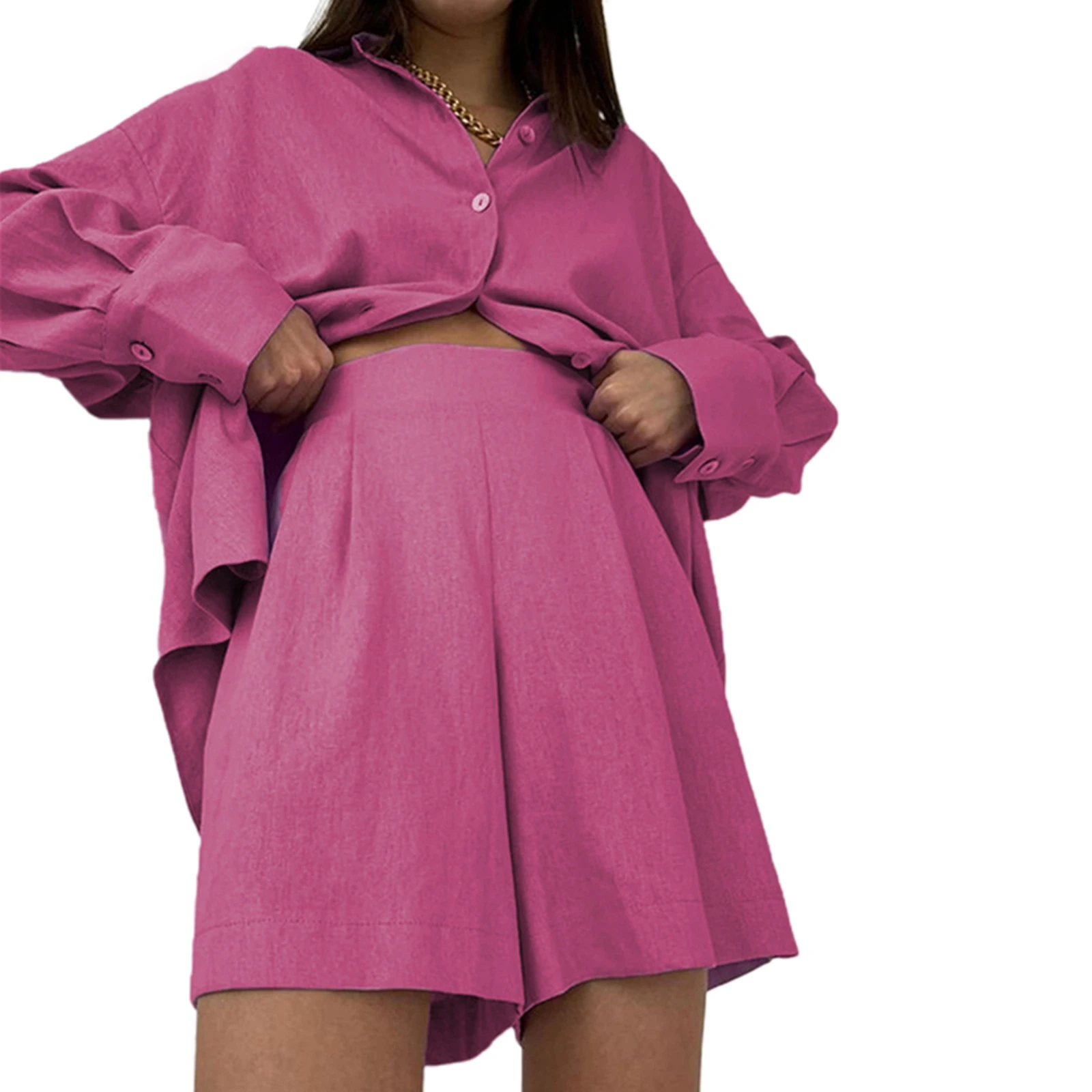 Women's Solid Color Spring And Aautumn Suit Shirt + Shorts Casual Style Loose Version High Waist Design
Women's Solid Color Spring And Aautumn Suit Shirt + Shorts Casual Style Loose Version High Waist Design