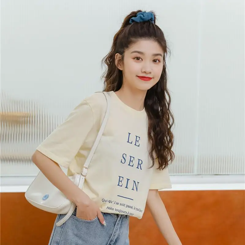 Summer Casual Basic T Shirt Women O Neck Alphabet Printed T-shirt Loose Cotton Tshirts Harajuku Short Sleeve Tee Female Tops
Summer Casual Basic T Shirt Women O Neck Alphabet Printed T-shirt Loose Cotton Tshirts Harajuku Short Sleeve Tee Female Tops