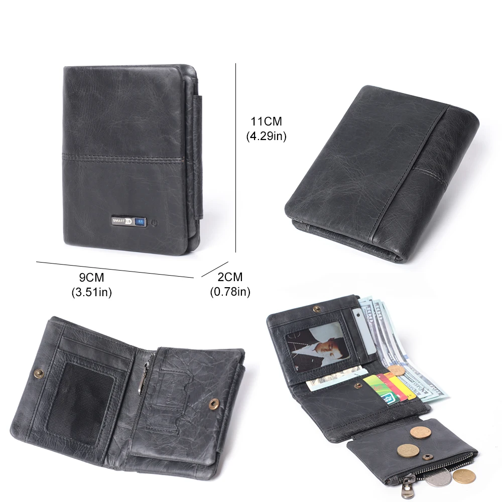 Smart Anti-lost Wallets Bluetooth-compatible Tracker GPS Position Record Bifold Cowhide Leather Men Coin Purse | Багаж и сумки
