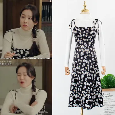 Свитер платье на бретельках для женщин с принудительной посадкой love Ye jin Son