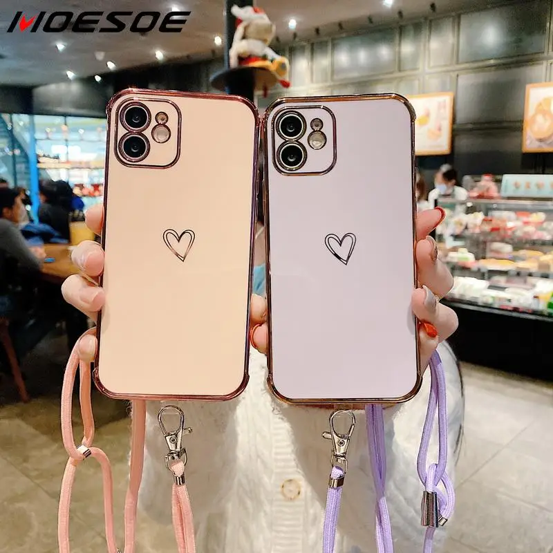 For iPhone 12 Pro Max Case Plating Silicone Love Heart Lanyard Case Cover For iPhone 11 Pro Max XR XS X 8 7 Plus Crossbody Case
For iPhone 12 Pro Max Case Plating Silicone Love Heart Lanyard Case Cover For iPhone 11 Pro Max XR XS X 8 7 Plus Crossbody Case